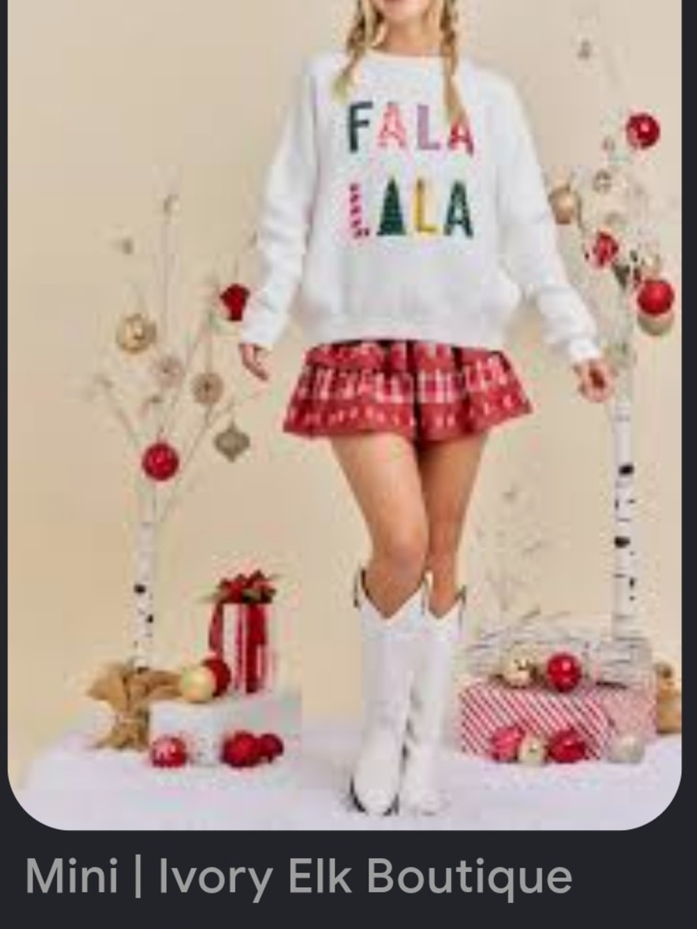 Women's 'FALA LALA' Holiday Beige Pullover Sweater🆕🎁✨